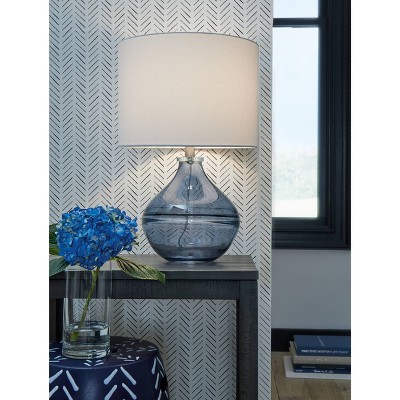 Signature Design by Ashley Lemmitt Table Lamp Blue/Silver: Crystal Cap, Ambient Light, UL Listed
