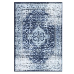 Area Rug Machine Washable Rug Non Slip Indoor Carpet Vintage Distressed Low Pile Rugs Foldable Retro Printed Rug for Bedroom Living Room Kids Room - 1 of 4