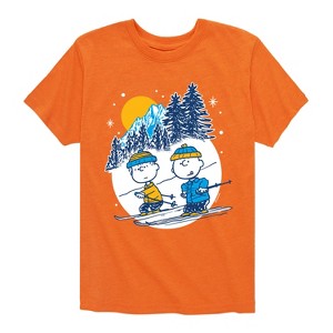 Boys' - Peanuts - Charlie Brown And Linus Skiing Short Sleeve Graphic T-Shirt - 1 of 4