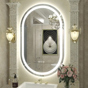 pmir Super Bright 192 LEDs/m LED Lighted Anti-Fog Tempered Glass Irregular Bathroom/Vanity Mirror with ETL & 3-Year Warranty - 1 of 4