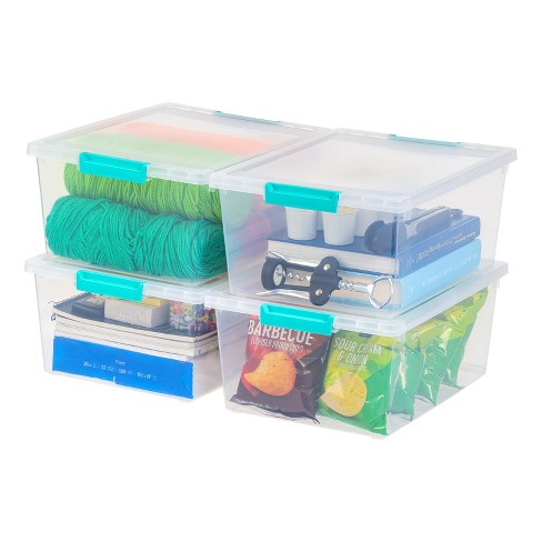 Iris 41 Qt. Weatherpro Clear Plastic Storage Box, Lid Blue, Clear/Blue