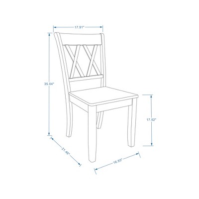 Sustainably-Sourced Cross Back Solid Wood Dining Chairs in White/Natural (Set of 2)