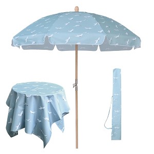 LAGarden Our Beach Umbrella for 6ft Beech Wood Pole w/ Tablecloth - 1 of 4