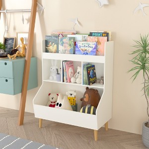 INFURNIC Decorative Bookshelf Toy Storage Organizer, Kids Bookshelf, Multifunctional Storage Organizer, Children Bookcase, White, 27.56"*15.75"*36.2" - 1 of 4