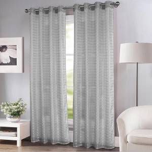 Wanda Box Voile 2-Piece Blackout Curtain 38" X 84" Silver by Rt Designers Collection - 1 of 3