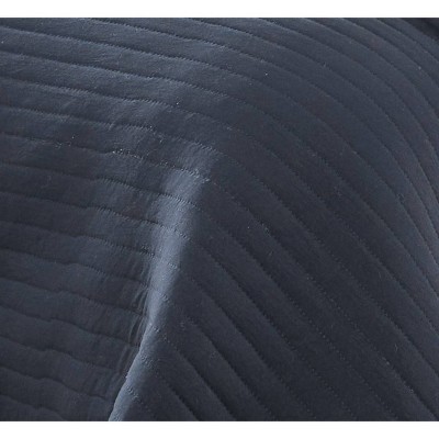 Navy King Microfiber Reversible Quilt Set with Plush Shams