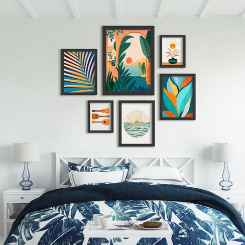 Pastel Tropics By Modern Tropical - Modern Botanical 8 Piece Black Framed Art  Set - Americanflat : Target