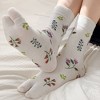 Anna-Kaci Women's 3 Pairs Floral Patterned Split-Toe Socks Soft Cotton Stretch Knit Crew Style - 4 of 4