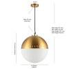 15.75" Adjustable Iron and Glass Remy Art Deco Mid Century Globe LED Pendant Brass and Gold - Jonathan Y: UL Listed, Frosted Glass - 4 of 4