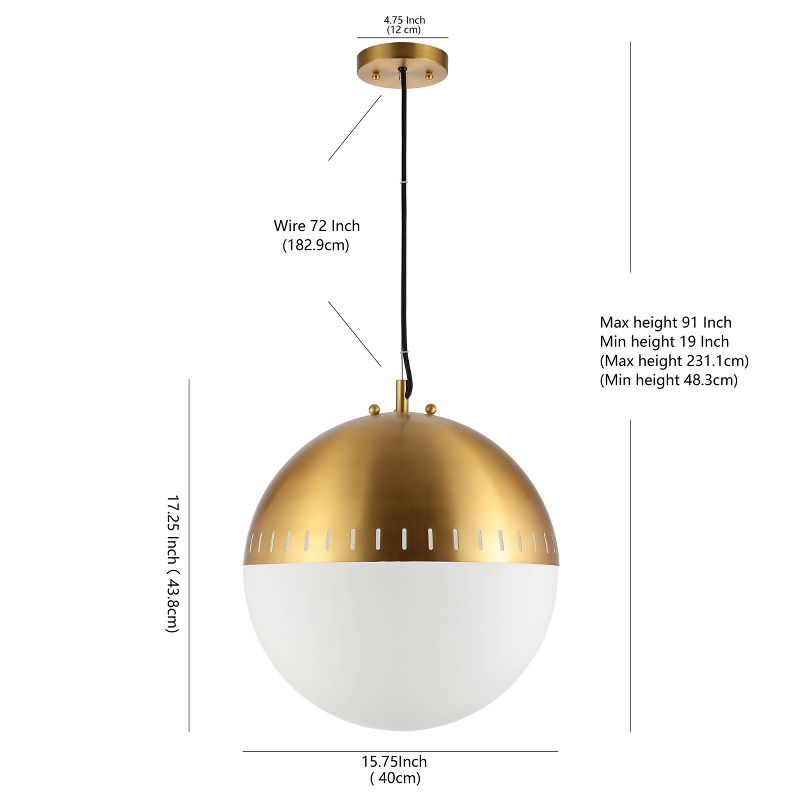 15.75&#34; Adjustable Iron and Glass Remy Art Deco Mid Century Globe LED Pendant Brass and Gold - Jonathan Y, 5 of 7