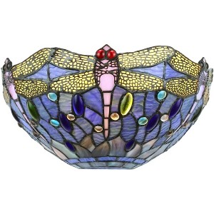Chloe Lighting Sunniva Dragonfly Tiffany-Style 1 Light Wall Sconce 12" Wide - 1 of 4