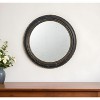 HomeRoots 24" Dark Brown Distressed Wood Round Framed Accent Mirror - 2 of 4
