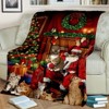 Lomsoe Christmas Santa Claus and Cats Print Flannel Blanket - All Seasons Soft and Warm Throw Blanket for Bed, Napping, Camping, Travel, Office - 3 of 4