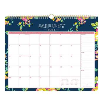 BLUE SKY January to December 2024 15"x12" RY24 Monthly Safety Wirebound Wall Calendar DD Peyton Navy