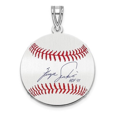 Black Bow Jewelry Sterling Silver Fergie Jenkins Signature SM Enamel Baseball Pendant