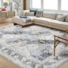 10'x13' Machine Washable Vintage Floral Living Room Rugs, Soft Non Slip Accent Large Carpet for Bedroom Dining Room, Light Blue - 2 of 4