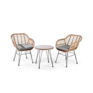 WestinTrends 3-Piece Wicker Outdoor Patio Conversation Set - 1 of 4