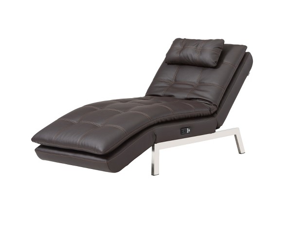 Anderson Chaise with 2 Power Outlets and 2 USB Ports Brown - Relax A Lounger