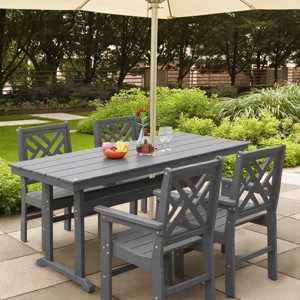 66'' Outdoor Dining Table, 4-6 Seater Rectangular HDPE Dining Table,Weather Resistant Patio Dining Table For Garden Backyard-Coolbibila - 1 of 4