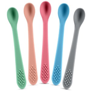 Baby Spoons - Infant Spoons First Stage - Silicone Baby Spoon For Self Feeding - First Stage Baby Feeding Spoon Set Gum Friendly - BPA Free - 1 of 4