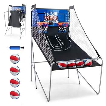 Costway Dual Shot Basketball Arcade Game with 8 Game Modes Electronic Scoring Blue/Green/Red/White