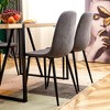 Set of 4 Modern Medieval Style Restaurant Cushioned Side Chairs with Black Metal Legs - 4 of 4