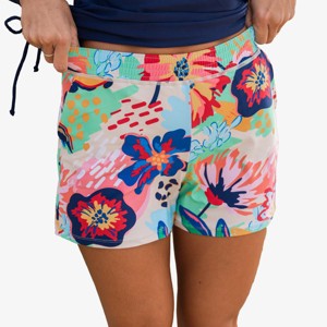 Calypsa Women's Chlorine Resistant Classic Fit Swim Shorts With Panty - 1 of 4
