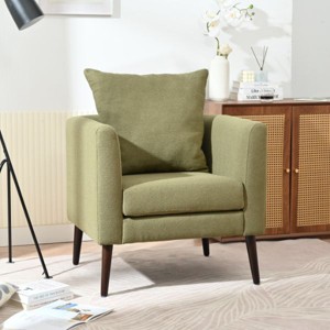 CAVINAS Modern Fabric Accent Chair, Upholstered Armchair with Pillow and Wooden Legs for Living Room, Bedroom, Reception Room - 1 of 4