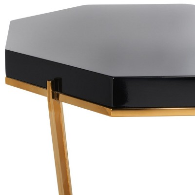Transitional Octagonal Danna End Table in Gold and Black