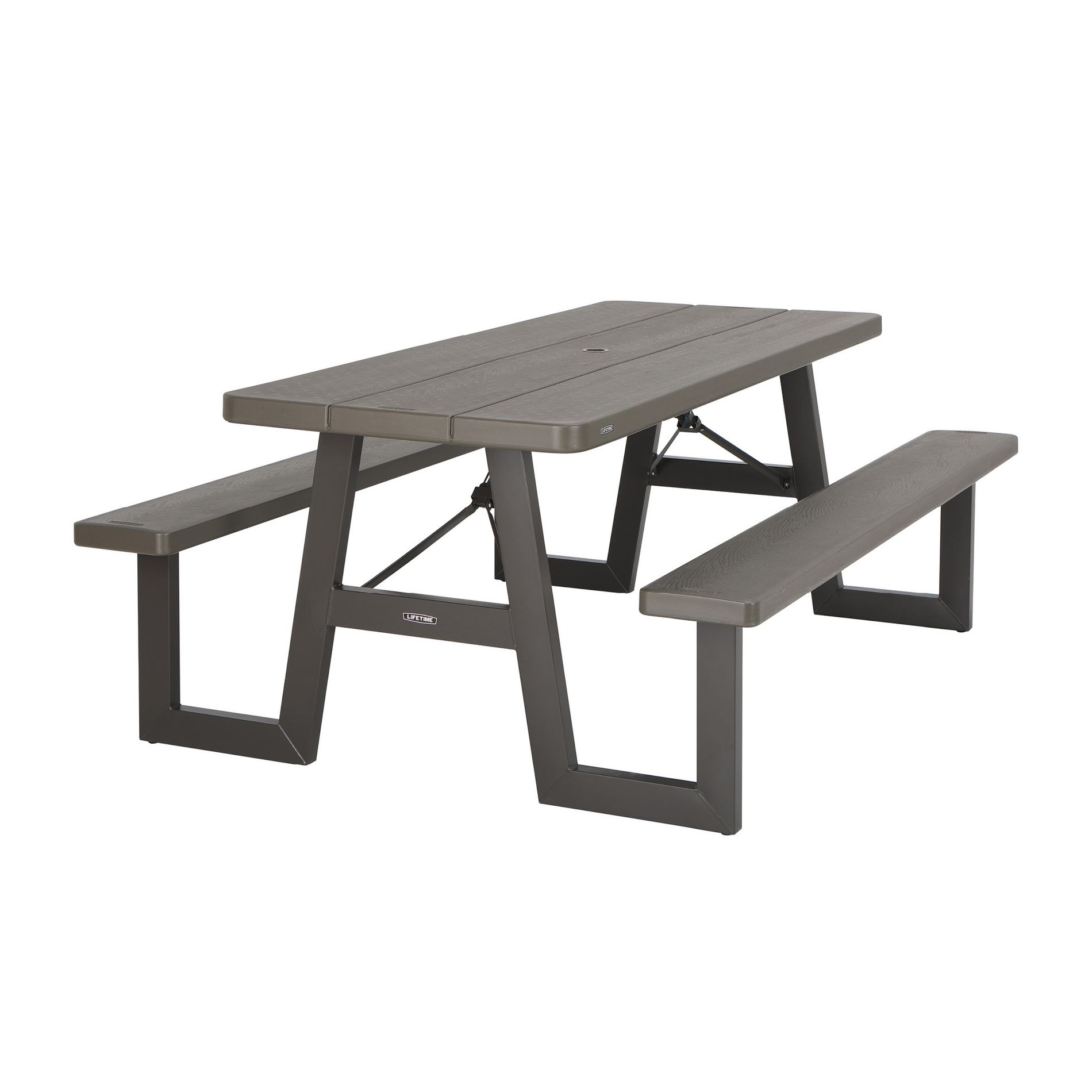 Lifetime 6-Foot Heavy-Duty Folding Picnic Table, W-Frame Design, UV-Protected Outdoor Dining Table, Seats 8, Brown