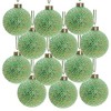 NAYSAYE Party Decoration and Accessories Glass Christmas Ball Ornaments Set of 12 for Christmas Tree Decors, Green, 3"*3"*0.07" - 2 of 4