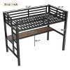 KTMBDW Loft Bed, Metal Bedframe with Ladder and Safety Guardrail, Build-in Power Outlet and LED, No Box Spring Needed, Noise Free, Black - 4 of 4