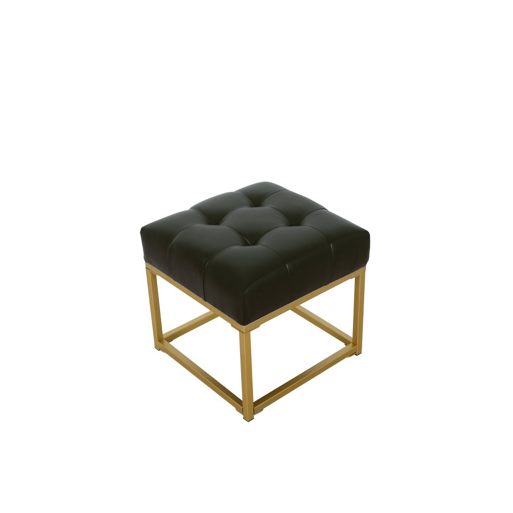 Tufted Faux Leather Ottoman Black - HomePop was $99.99 now $74.99 (25.0% off)