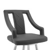 26" Maxen Counter Height Barstool with Gray Faux Leather Brushed Stainless Steel Finish - Armen Living: Swivel, Footrest, Modern Design - 4 of 4