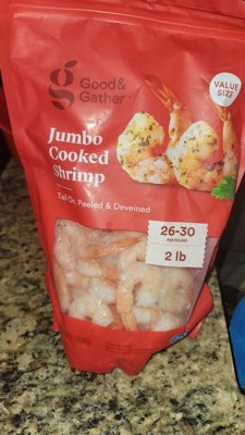 Great Catch Cooked Peeled and Deveined Tail-On Jumbo Shrimp, 26-30ct /lb