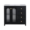 36 Inch Bathroom Storage Cabinet Vanity with Two Soft Closed Doors, Adjustable Shelves, and Three Drawers - 3 of 4