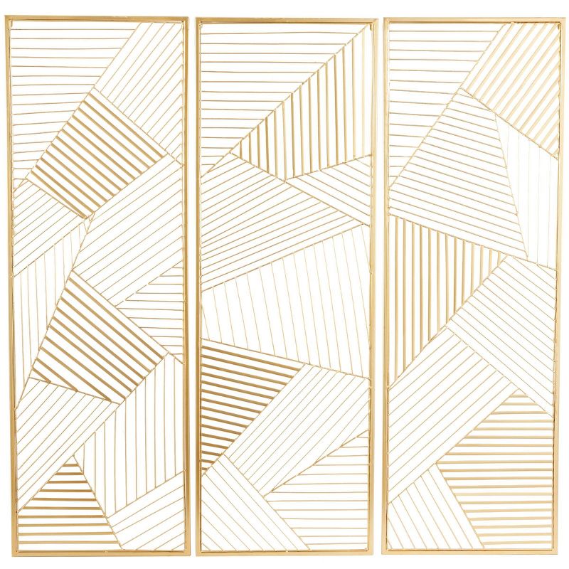 Set of 3 Metal Geometric Wall Decors with Gold Frame - CosmoLiving by Cosmopolitan, 1 of 6
