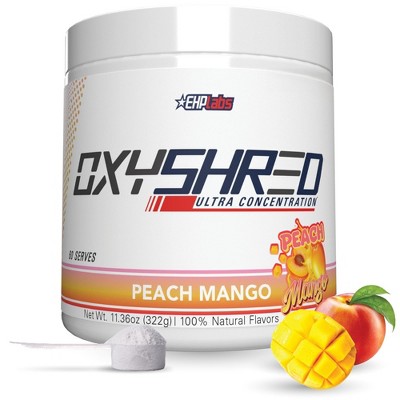 EHPlabs OxyShred Thermogenic Fat Burner - Pre-Workout Powder w/ L-Glutamine, L-Carnitine, Metabolism Booster, Weight Loss - Peach Mango, 60 Servings