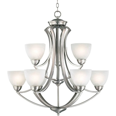 Possini Euro Design Milbury Satin Nickel Chandelier 30 Wide Industrial  Tiered White Glass Shade 9-light Fixture For Dining Room House Kitchen  Island : Target