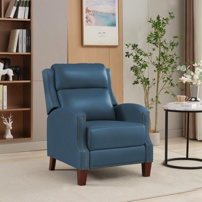 Hyleory Pushback Recliner Chair Faux Leather Armchair Push Back Recliner with Rivet Decoration Single Sofa Accent Chair for Living Room