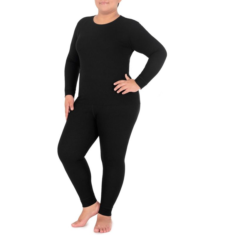 Fruit of the Loom Women's and Plus Long Underwear Waffle Thermal Top and Bottom Set, 4 of 4