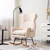 Modern High Back Teddy Fabric Rocking Chair with Ergonomic Cushion, Comfortable Lounge Armchair for Living Room with Adjustable Headrest - 2 of 4