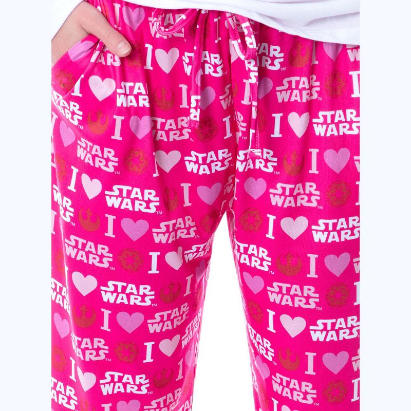Star Wars Womens' I Love Heart Rebels Galactic Empire Pajama Pants Pink, 4 of 5