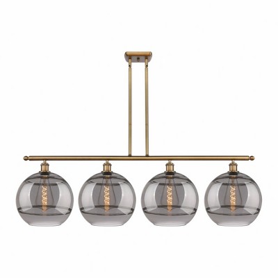 Rochester - 4 Light Stem Hung Island In Industrial Style-13.88 Inches Tall and 50.25 Inches Wide