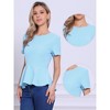 INSPIRE CHIC Women's Short Sleeve Round Neck Stretch Business Classic Peplum Top - 2 of 4