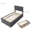 Bellemave Twin Size Upholstered Platform Bed with Trundle and 3 Drawers, Linen Fabric, Gray - 2 of 3