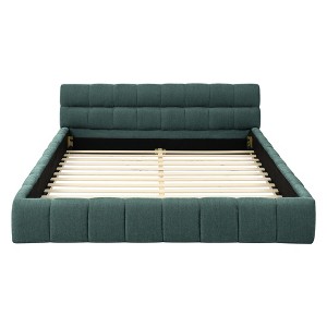 VYNXARIA Cozy and Stylish Green Queen Platform Bed with Headboard: Thick Chenille Fabric, Solid Frame, No Box Spring Needed - 1 of 4