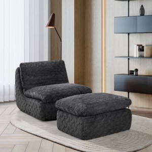 Oversized Corduroy Bean Bag Chair for Adults with Ottoman,Ergonomic Memory Foam Floor Lounger for Living Room,Bedroom or Game Room–The Pop Home - 1 of 4