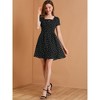 Allegra K Women's Printed Summer Casual Square Neck Short Sleeve Fit and Flare Dress - 3 of 4