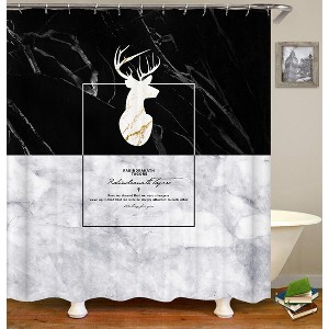 Black White Marbled Deer Shower Curtains for Bathroom Waterproof Fabric Bath Curtain Durable Soft Stylish Bathroom Decor 72x72 Inch - 1 of 1